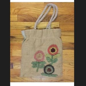 Vintage J. Crew straw bag tote purse shopper rope